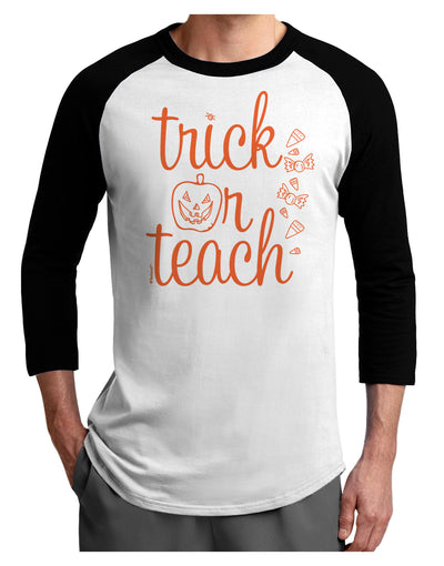 Trick or Teach Adult Raglan Shirt-Mens T-Shirt-TooLoud-White-Black-X-Small-Davson Sales