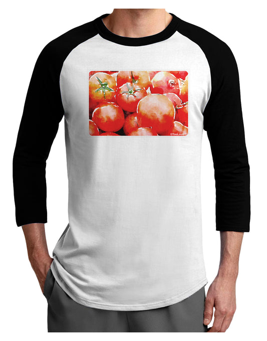 Watercolor Tomatoes Adult Raglan Shirt-TooLoud-White-Black-X-Small-Davson Sales