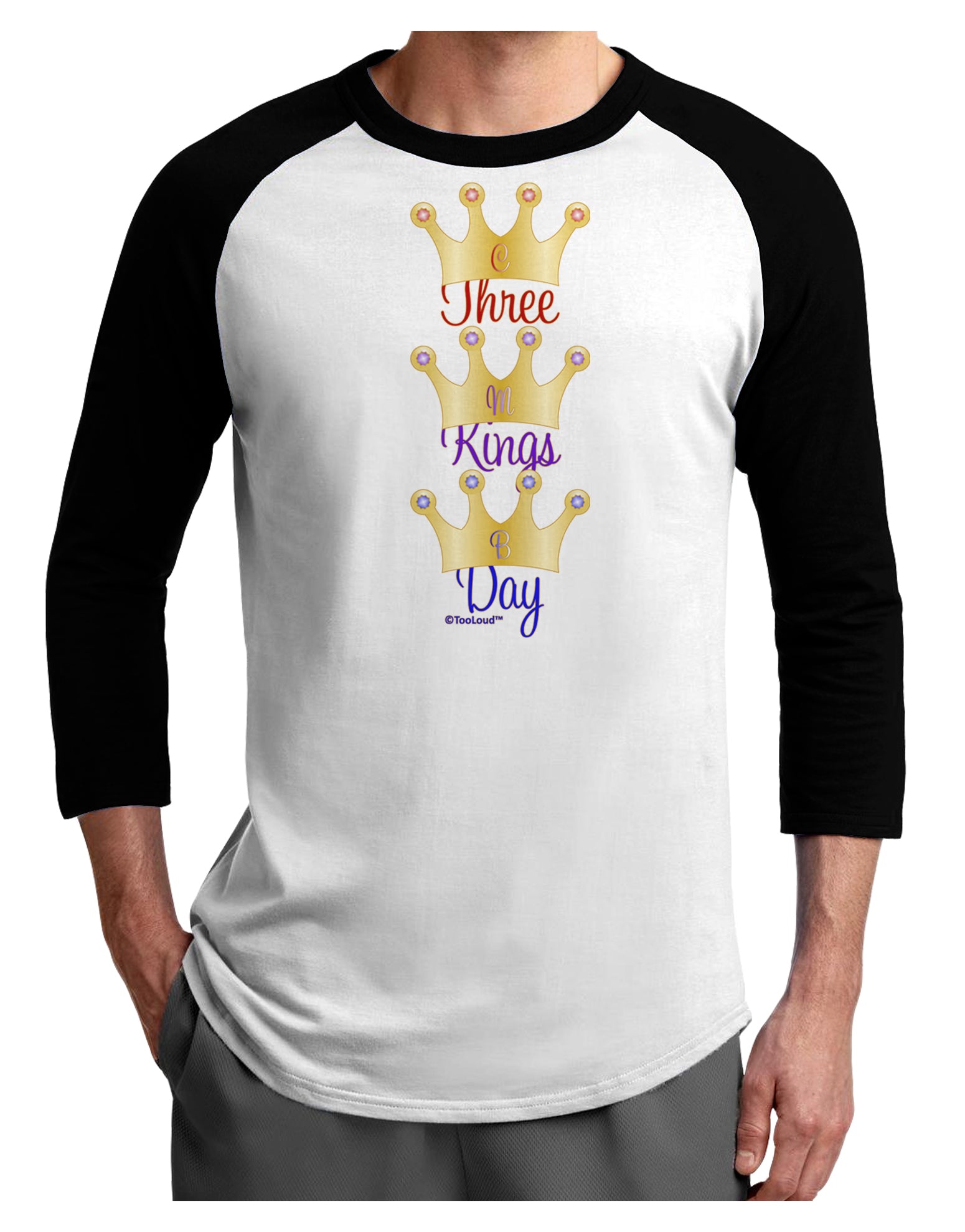 Three Kings Day - C M B Crowns Adult Raglan Shirt by TooLoud-Raglan Shirt-TooLoud-White-Black-X-Small-Davson Sales