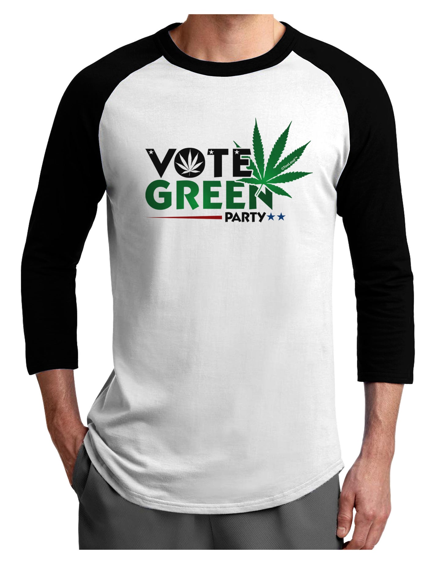 Vote Green Party - Marijuana Adult Raglan Shirt-Raglan Shirt-TooLoud-White-Black-X-Small-Davson Sales