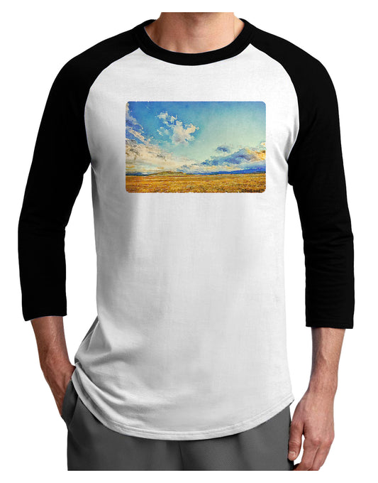 Garden of the Gods Watercolor Adult Raglan Shirt-TooLoud-White-Black-X-Small-Davson Sales