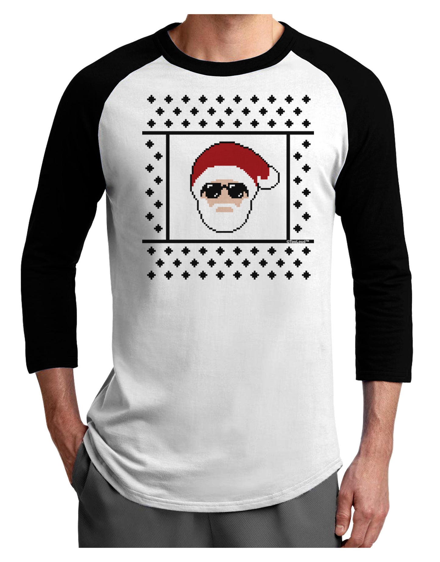 Cool Santa Christmas Sweater Adult Raglan Shirt-TooLoud-White-Black-X-Small-Davson Sales