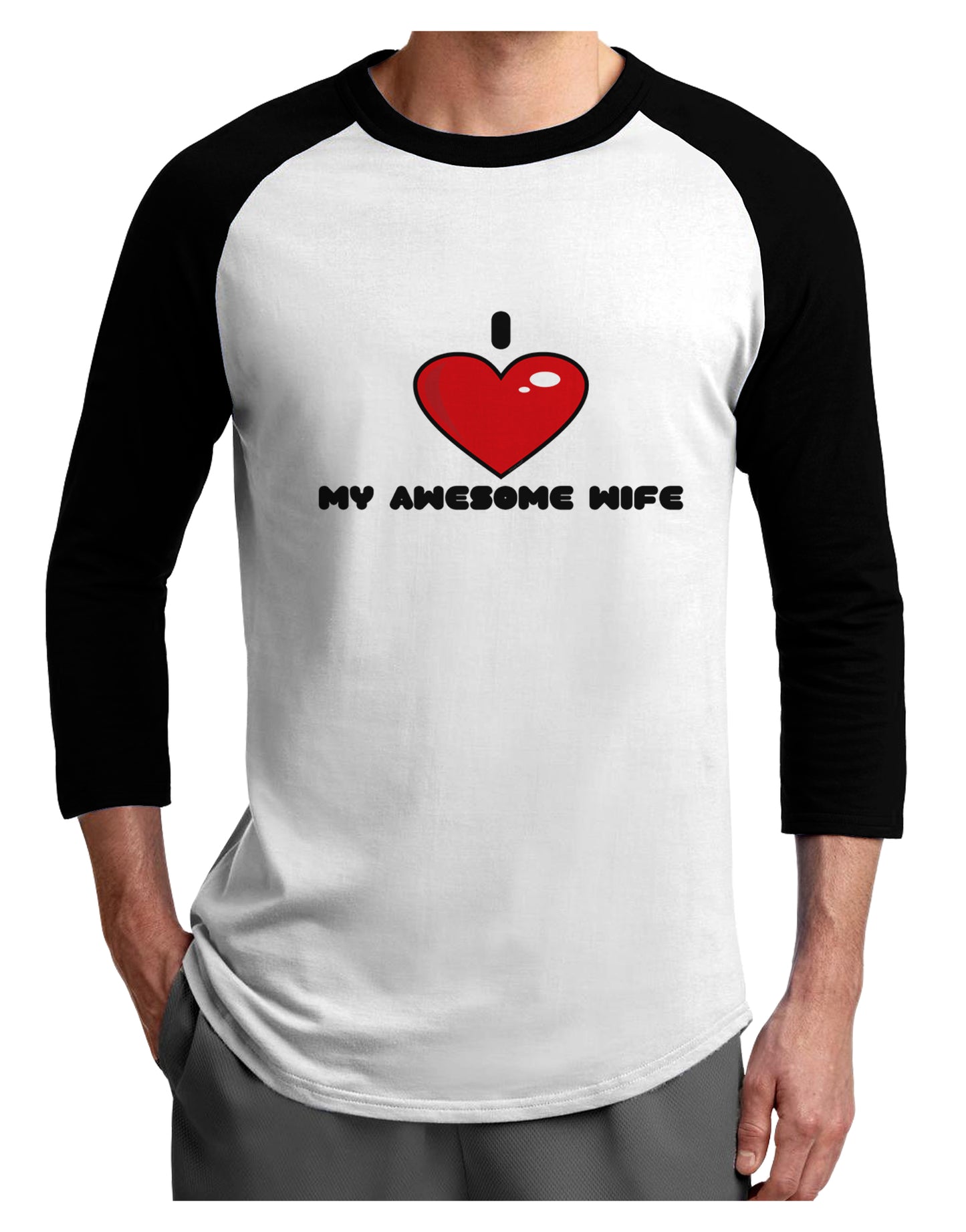 I Heart My Awesome Wife Adult Raglan Shirt by TooLoud-TooLoud-White-Black-X-Small-Davson Sales