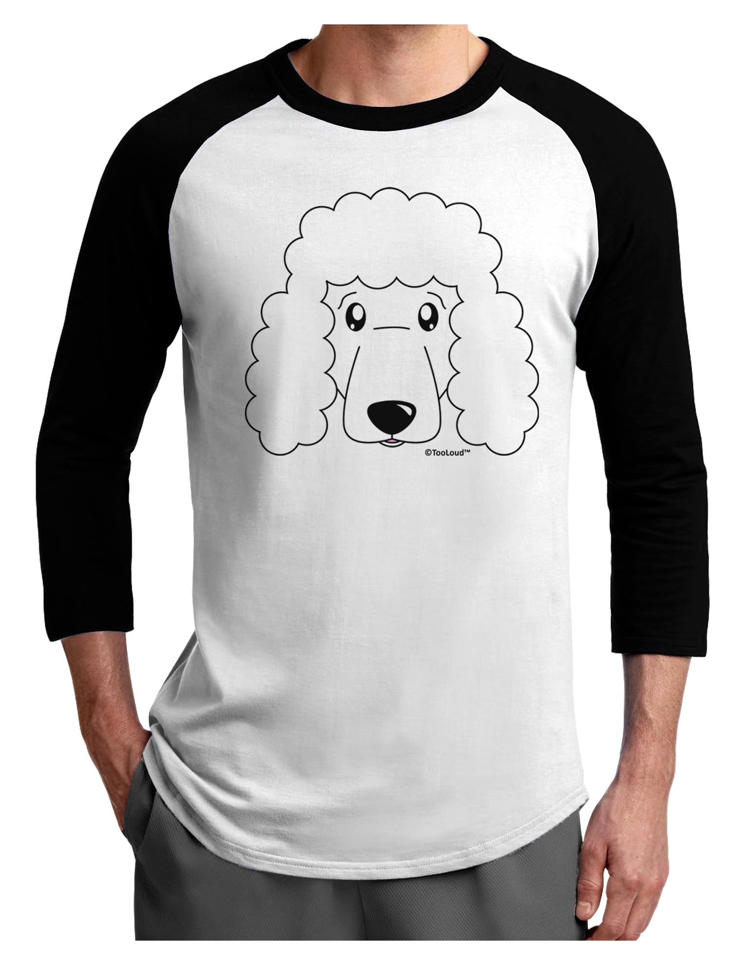 Cute Poodle Dog - White Adult Raglan Shirt by TooLoud-Raglan Shirt-TooLoud-White-Black-X-Small-Davson Sales