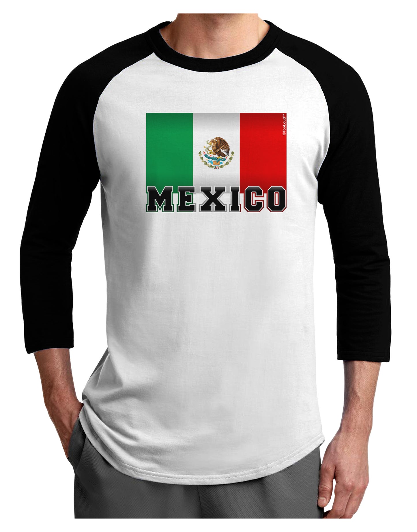 Mexico Flag Adult Raglan Shirt-Raglan Shirt-TooLoud-White-Black-X-Small-Davson Sales