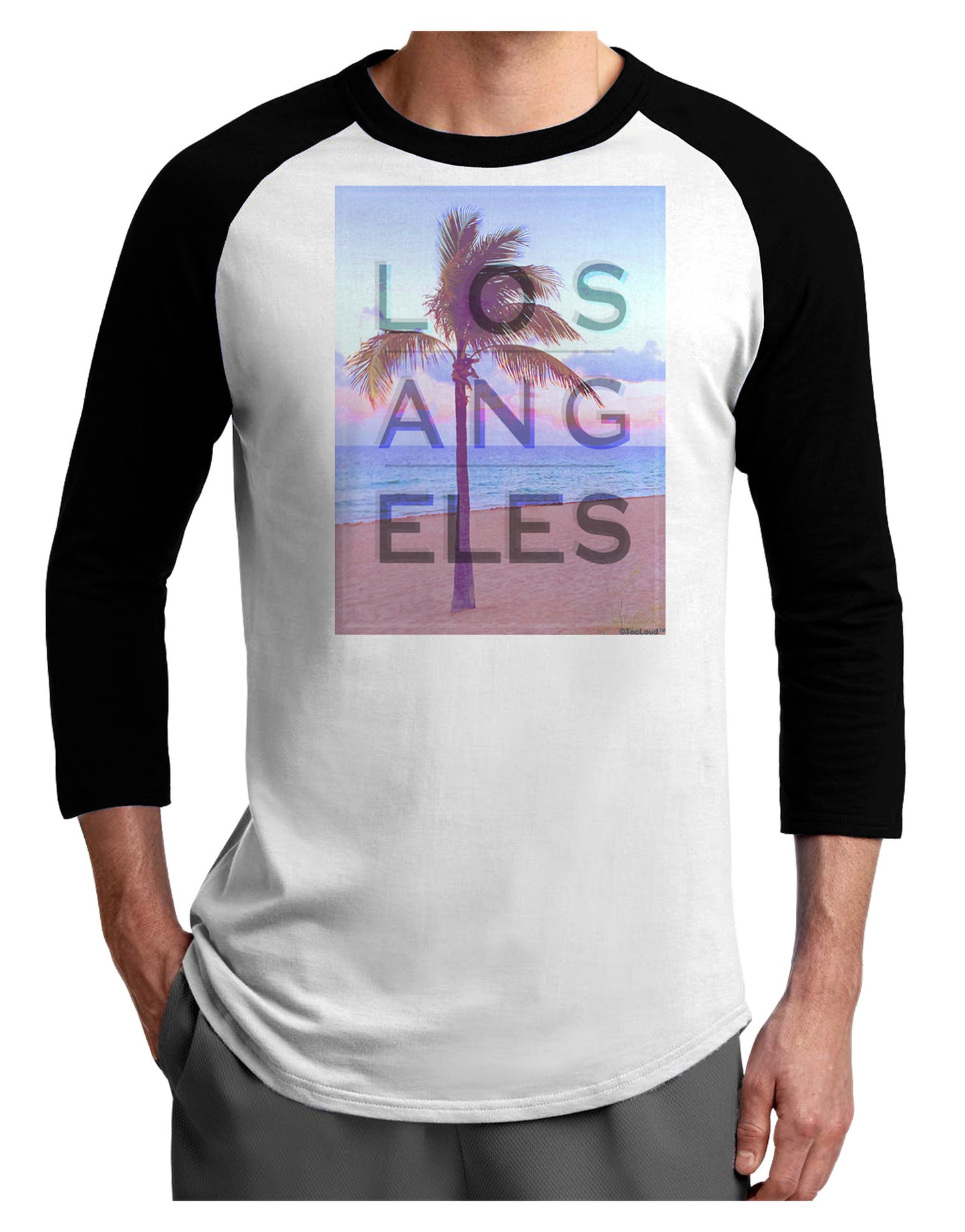 Los Angeles Beach Filter Adult Raglan Shirt-Raglan Shirt-TooLoud-White-Black-X-Small-Davson Sales