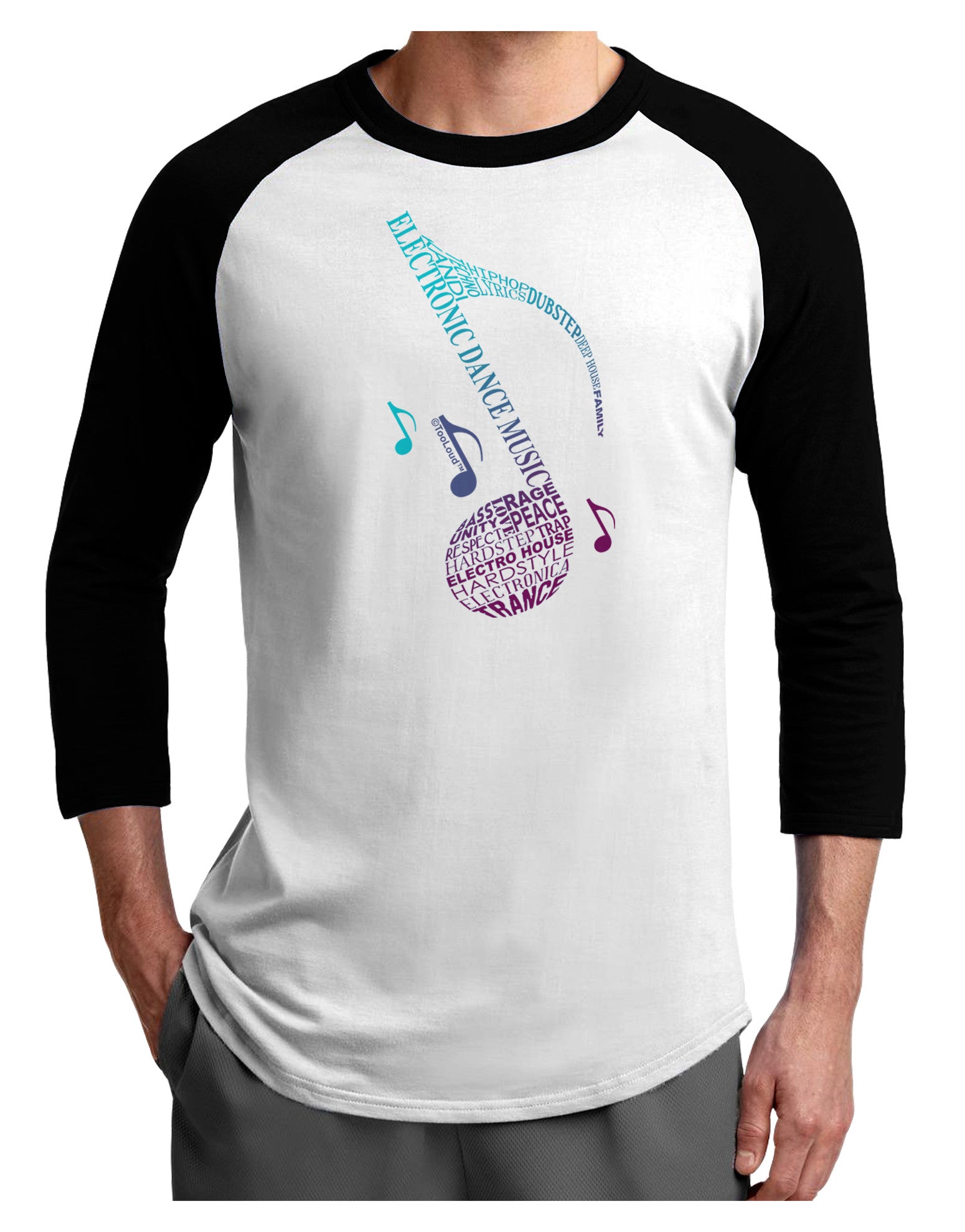 Music Note Typography Adult Raglan Shirt-Raglan Shirt-TooLoud-White-Black-X-Small-Davson Sales