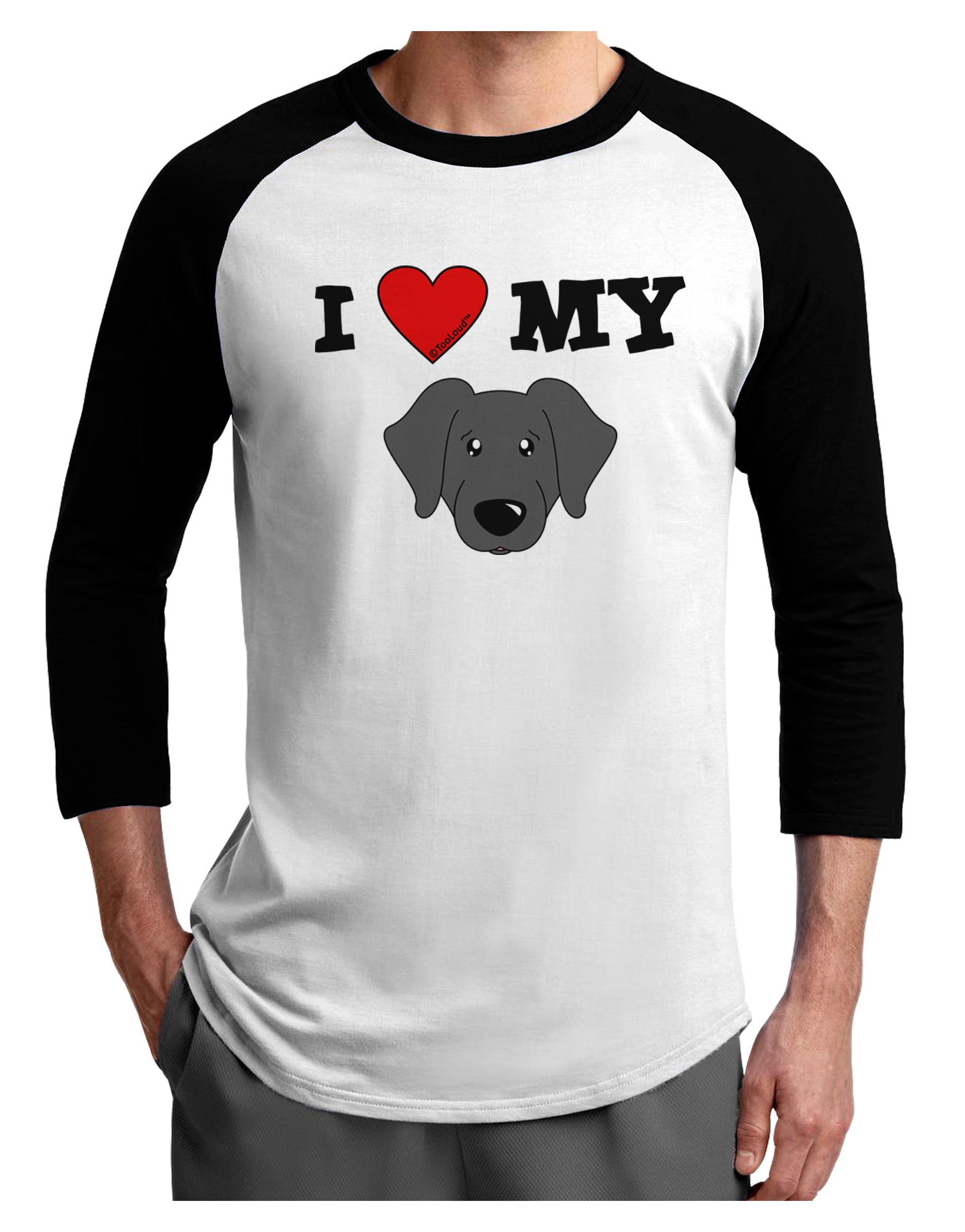 I Heart My - Cute Black Labrador Retriever Dog Adult Raglan Shirt by TooLoud-TooLoud-White-Black-X-Small-Davson Sales