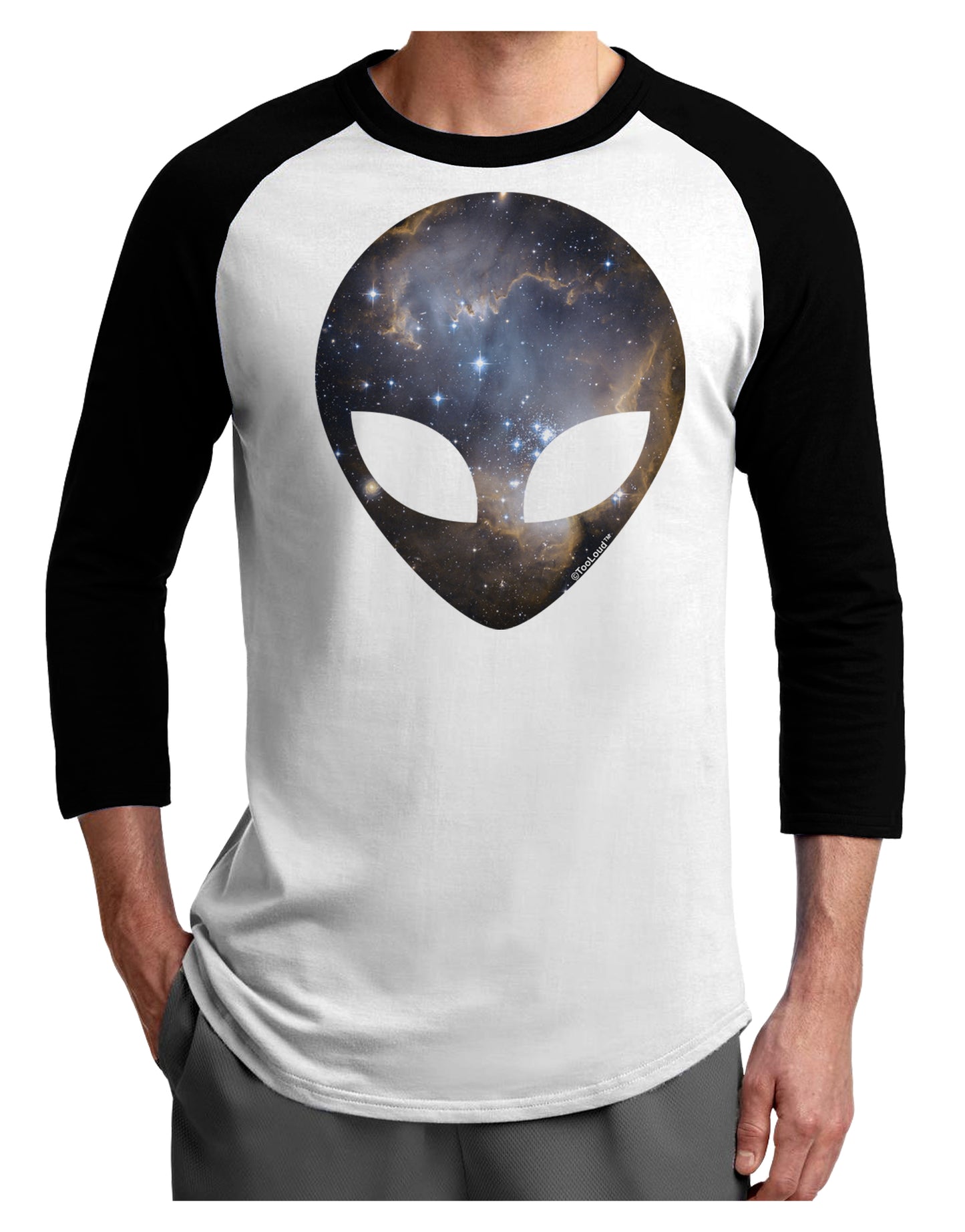 Extraterrestrial Face - Space #1 Adult Raglan Shirt by TooLoud-TooLoud-White-Black-X-Small-Davson Sales
