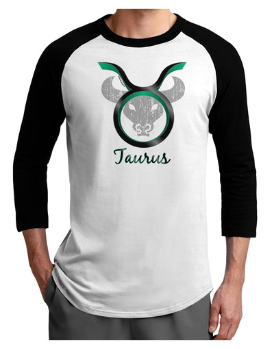 Taurus Symbol Adult Raglan Shirt-TooLoud-White-Black-X-Small-Davson Sales