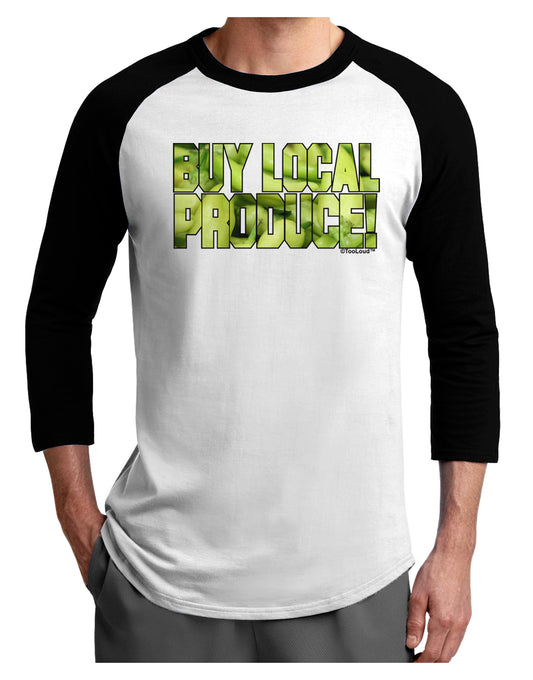 Buy Local - Jalapenos Text Adult Raglan Shirt-TooLoud-White-Black-X-Small-Davson Sales
