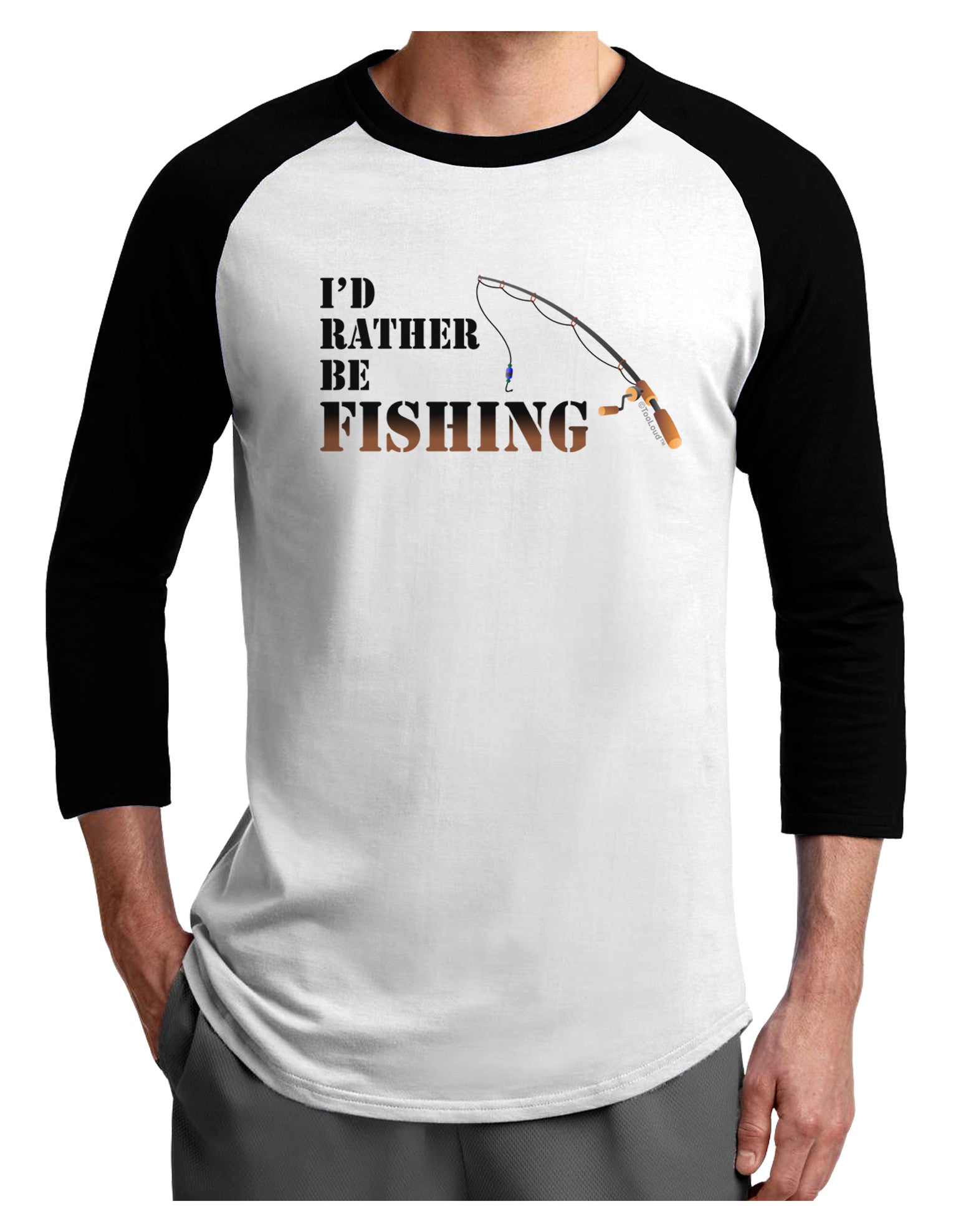 I'd Rather Be Fishing Adult Raglan Shirt-Raglan Shirt-TooLoud-White-Black-X-Small-Davson Sales