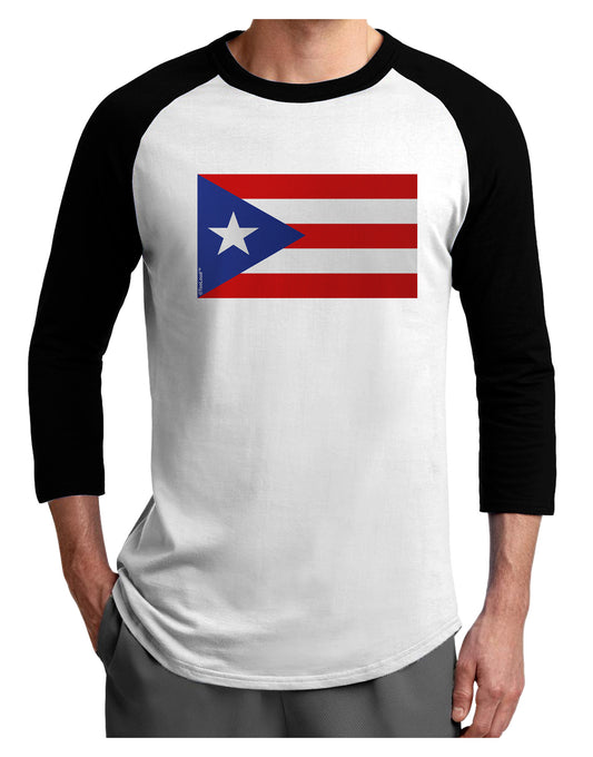 Puerto Rico Flag Adult Raglan Shirt-TooLoud-White-Black-X-Small-Davson Sales