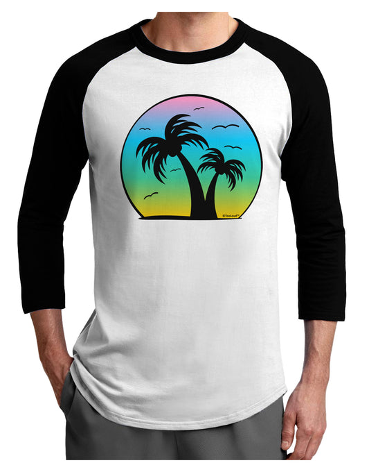 Palm Trees Silhouette - Beach Sunset Design Adult Raglan Shirt-TooLoud-White-Black-X-Small-Davson Sales
