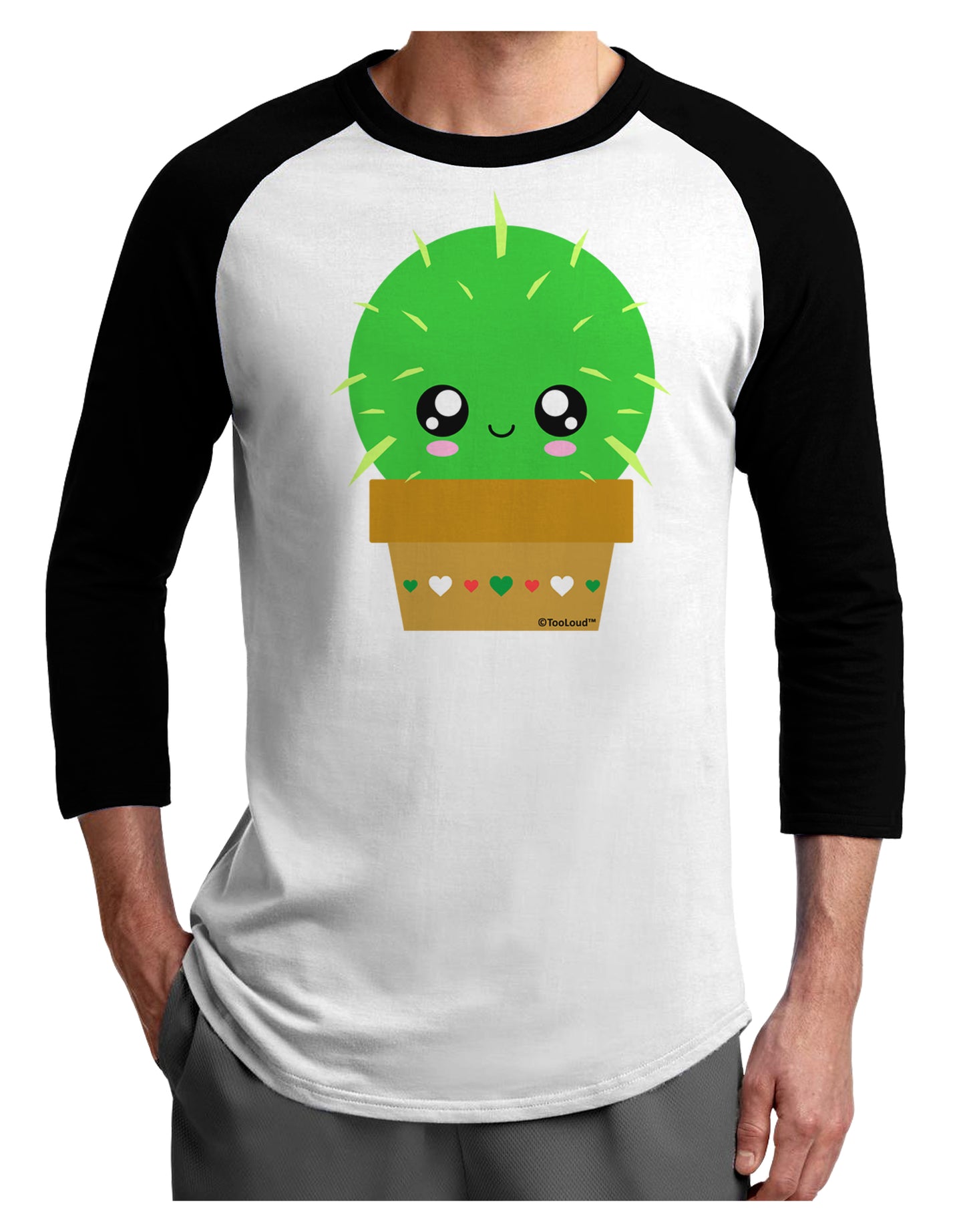 Cute Cactus Design Adult Raglan Shirt by TooLoud-TooLoud-White-Black-X-Small-Davson Sales