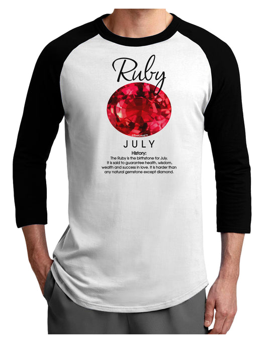 Birthstone Ruby Adult Raglan Shirt-Raglan Shirt-TooLoud-White-Black-X-Small-Davson Sales