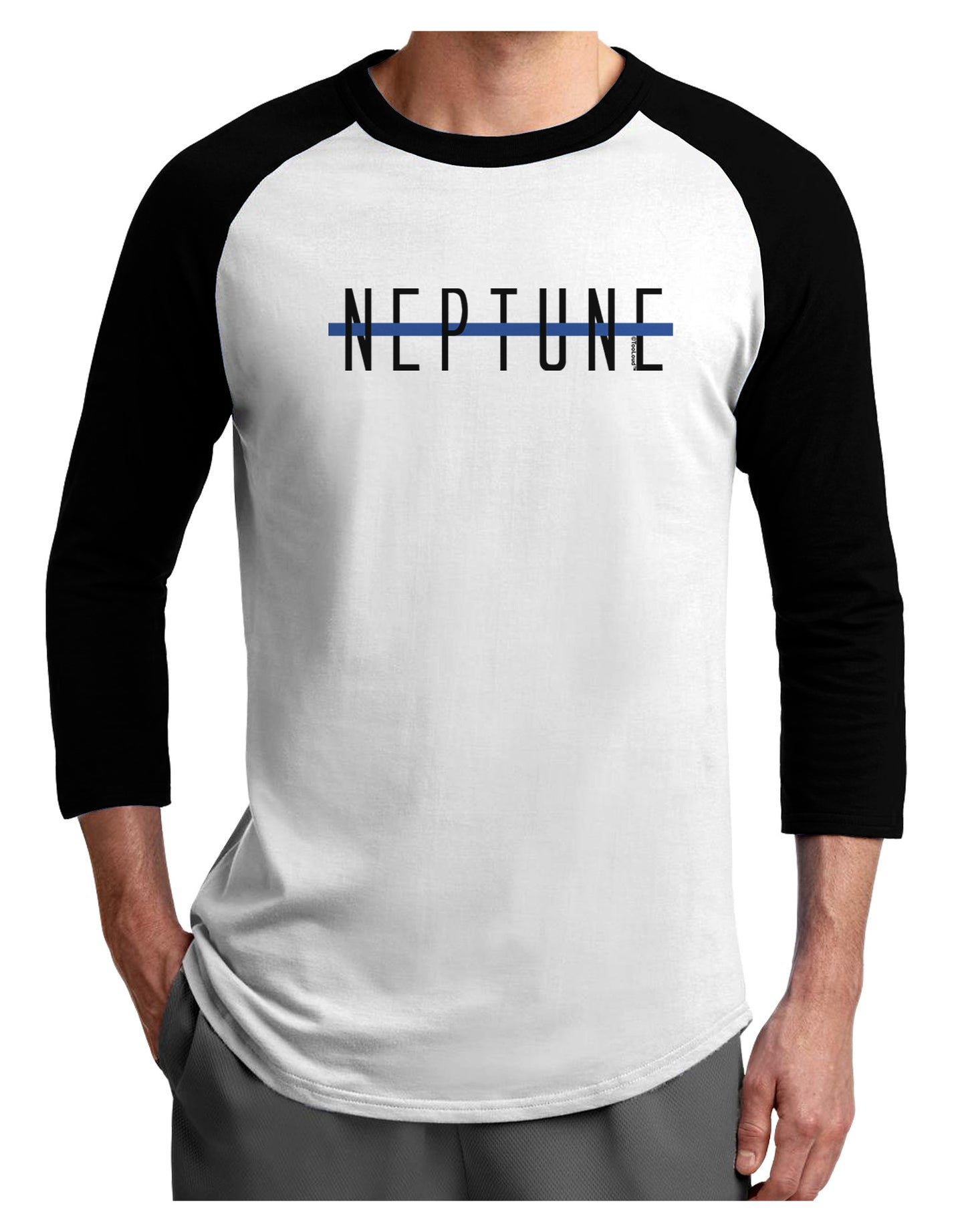 Planet Neptune Text Only Adult Raglan Shirt-Raglan Shirt-TooLoud-White-Black-X-Small-Davson Sales