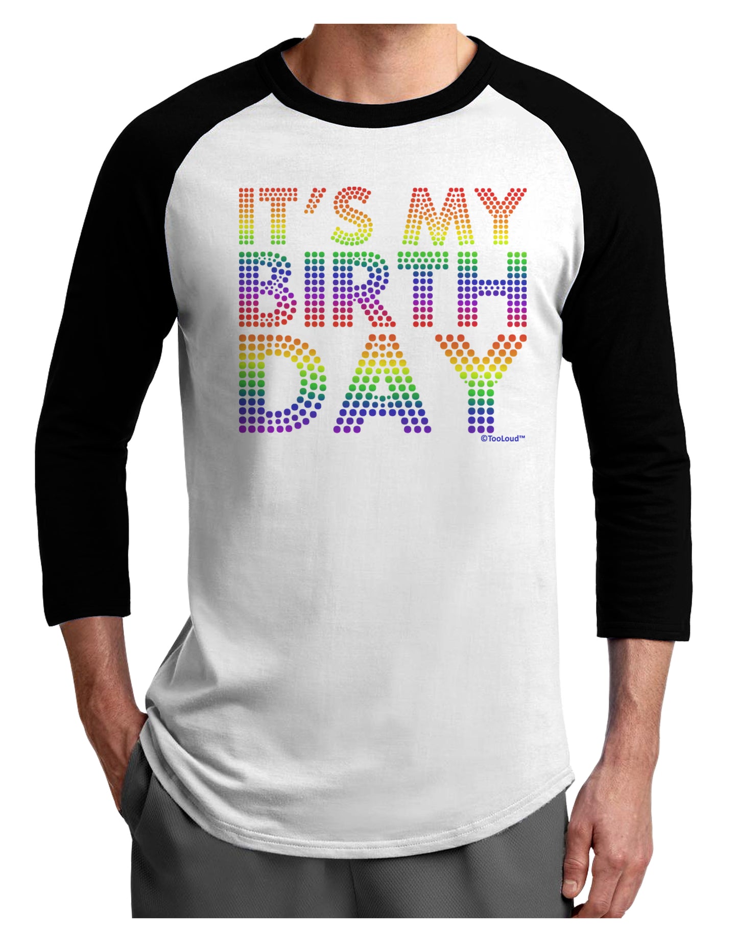 It's My Birthday - Candy Colored Dots Adult Raglan Shirt by TooLoud-Raglan Shirt-TooLoud-White-Black-X-Small-Davson Sales