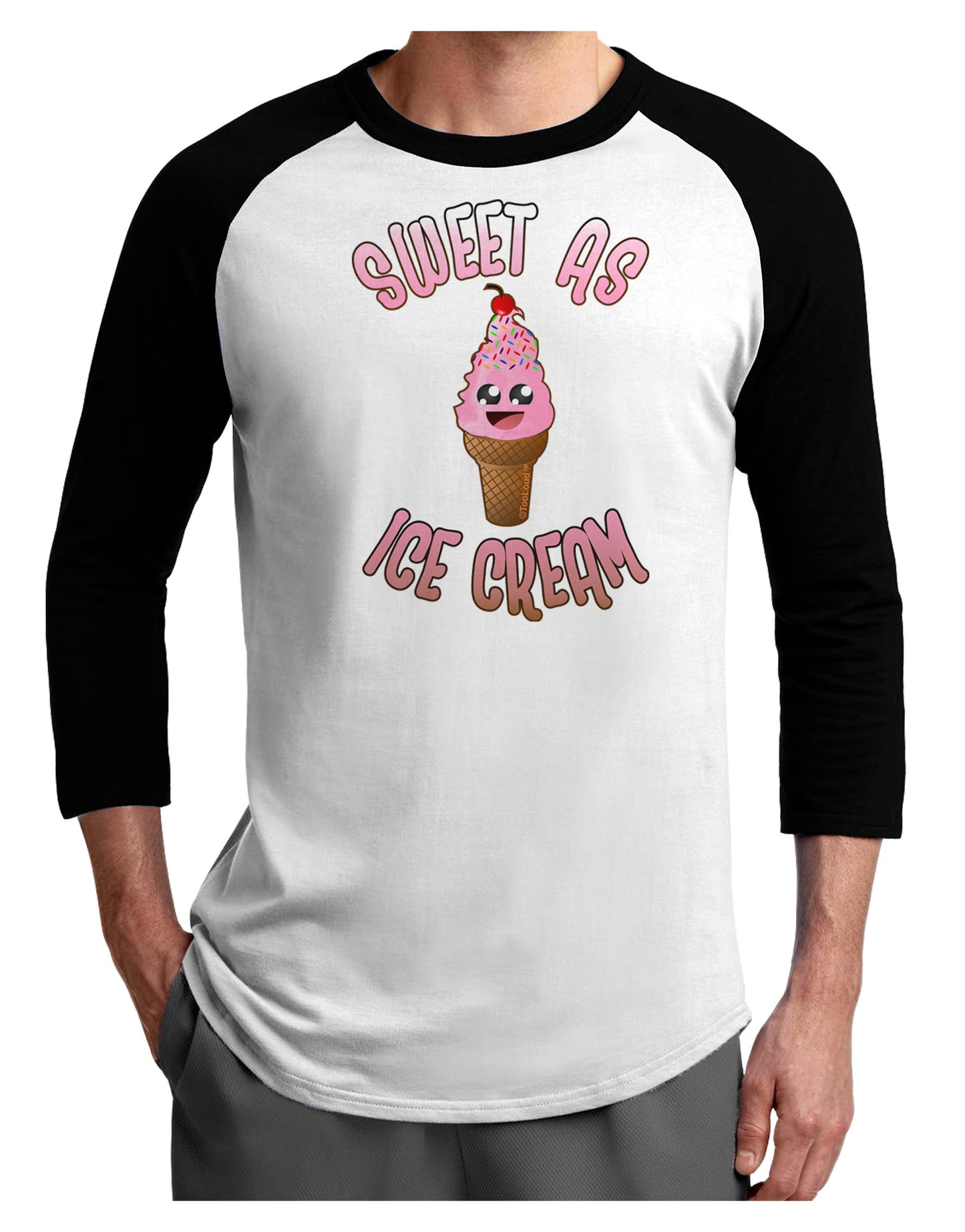 Cute Ice Cream Cone - Sweet As Ice Cream Adult Raglan Shirt-Raglan Shirt-TooLoud-White-Black-X-Small-Davson Sales