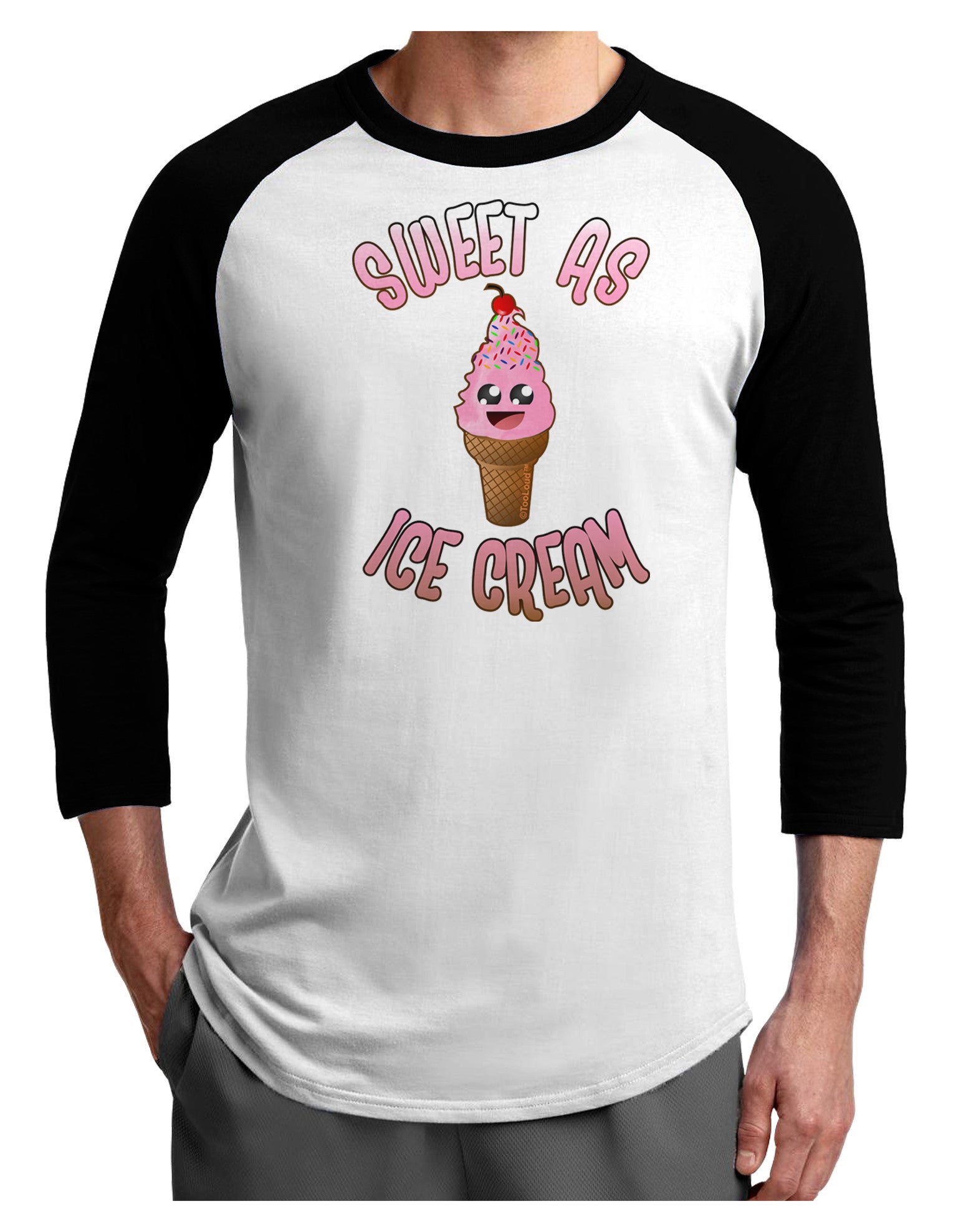 Cute Ice Cream Cone - Sweet As Ice Cream Adult Raglan Shirt-Raglan Shirt-TooLoud-White-Black-X-Small-Davson Sales