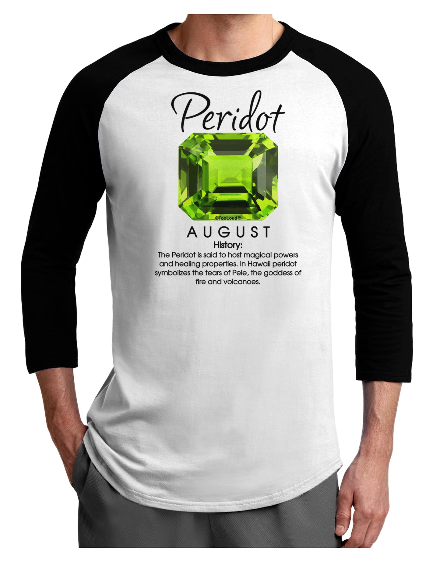 Birthstone Peridot Adult Raglan Shirt-Raglan Shirt-TooLoud-White-Black-X-Small-Davson Sales