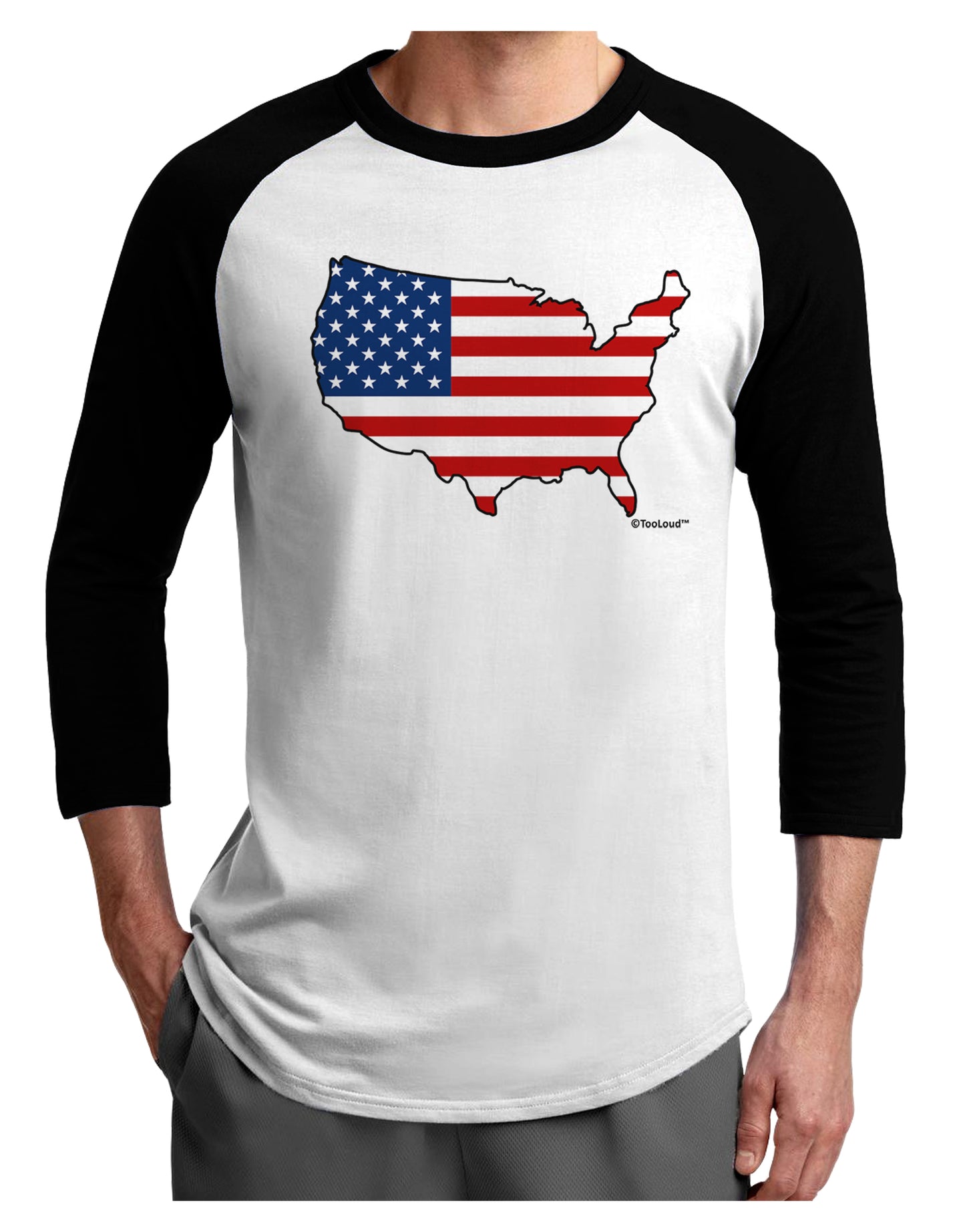 United States Cutout - American Flag Design Adult Raglan Shirt by TooLoud-TooLoud-White-Black-X-Small-Davson Sales