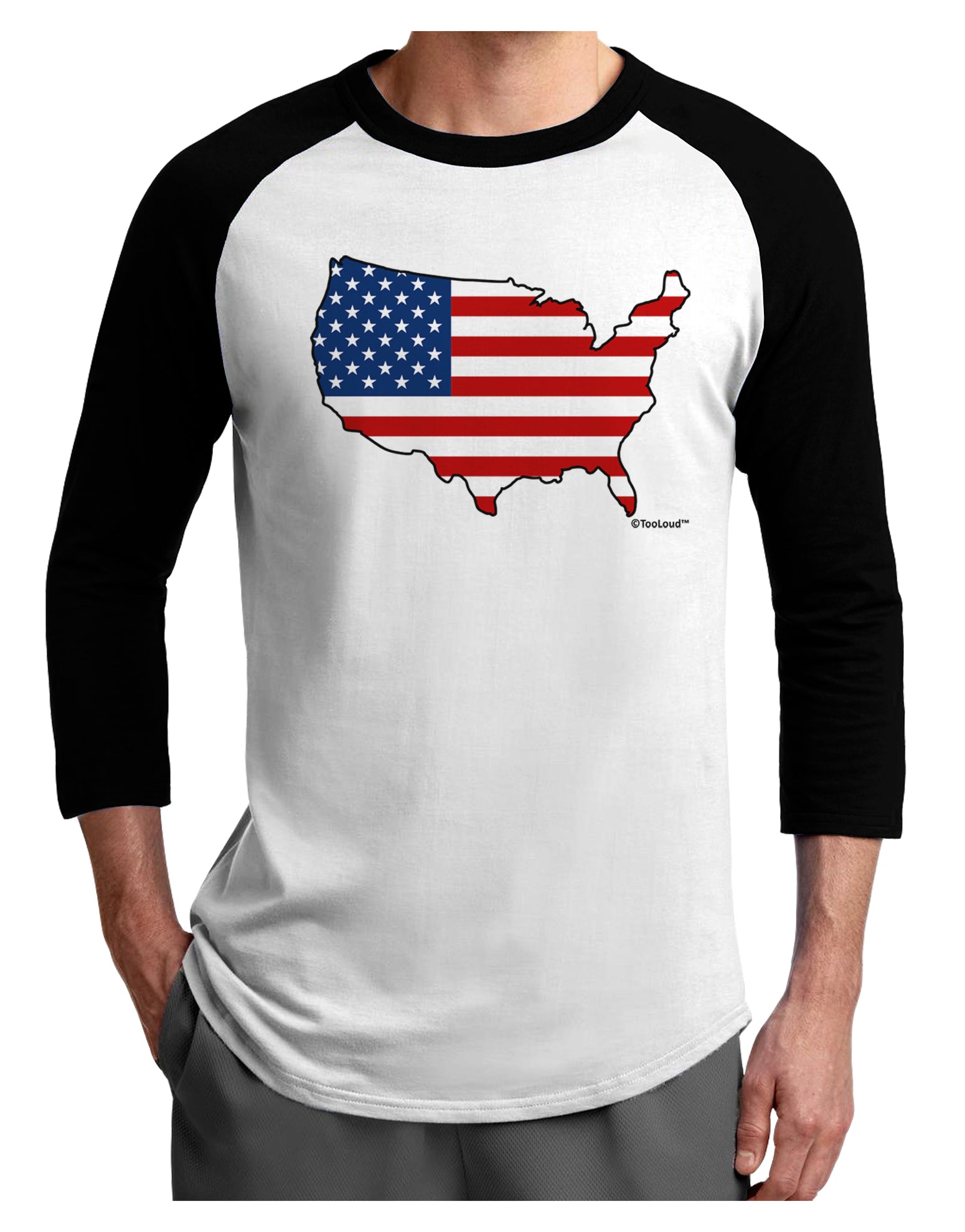 United States Cutout - American Flag Design Adult Raglan Shirt by TooLoud-TooLoud-White-Black-X-Small-Davson Sales