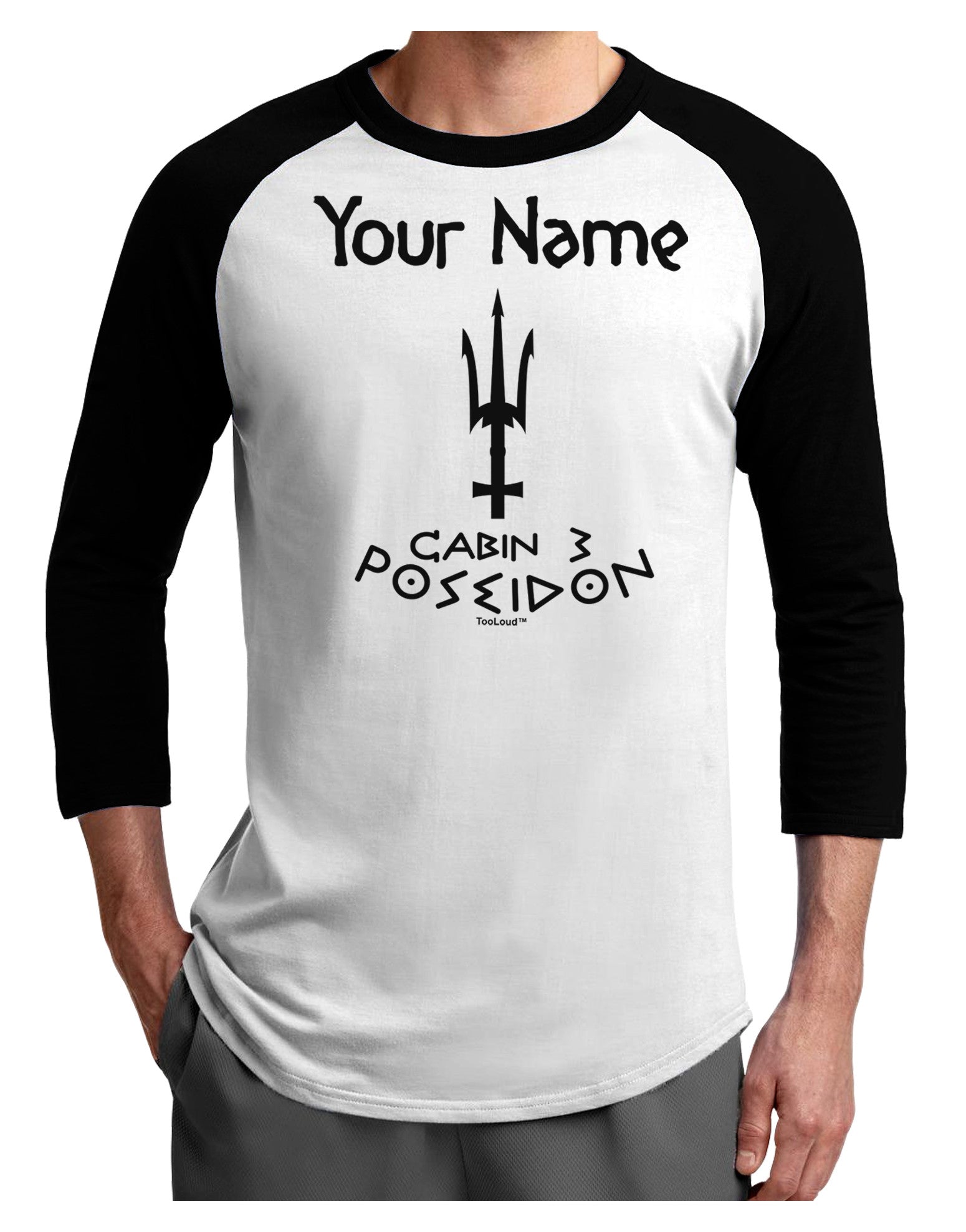 Personalized Cabin 3 Poseidon Adult Raglan Shirt-Raglan Shirt-TooLoud-White-Black-X-Small-Davson Sales
