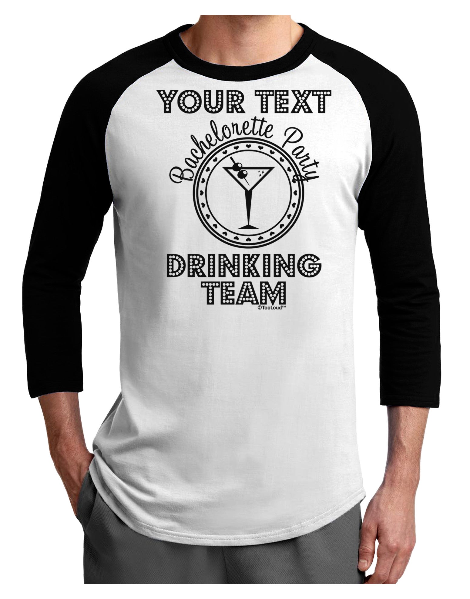 Personalized -Name- Bachelorette Party Drinking Team Adult Raglan Shirt-TooLoud-White-Black-X-Small-Davson Sales