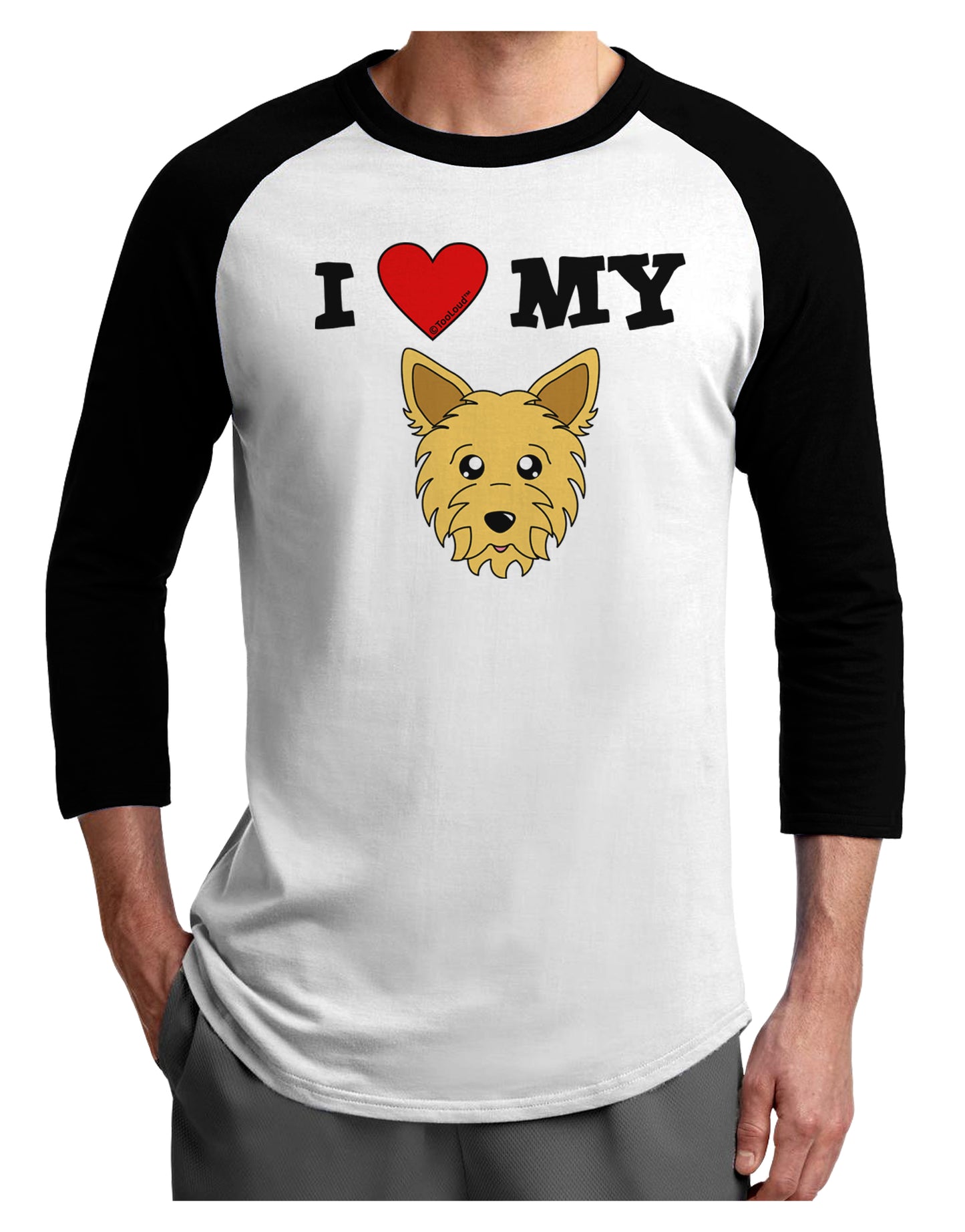 I Heart My - Cute Yorkshire Terrier Yorkie Dog Adult Raglan Shirt by TooLoud-TooLoud-White-Black-X-Small-Davson Sales
