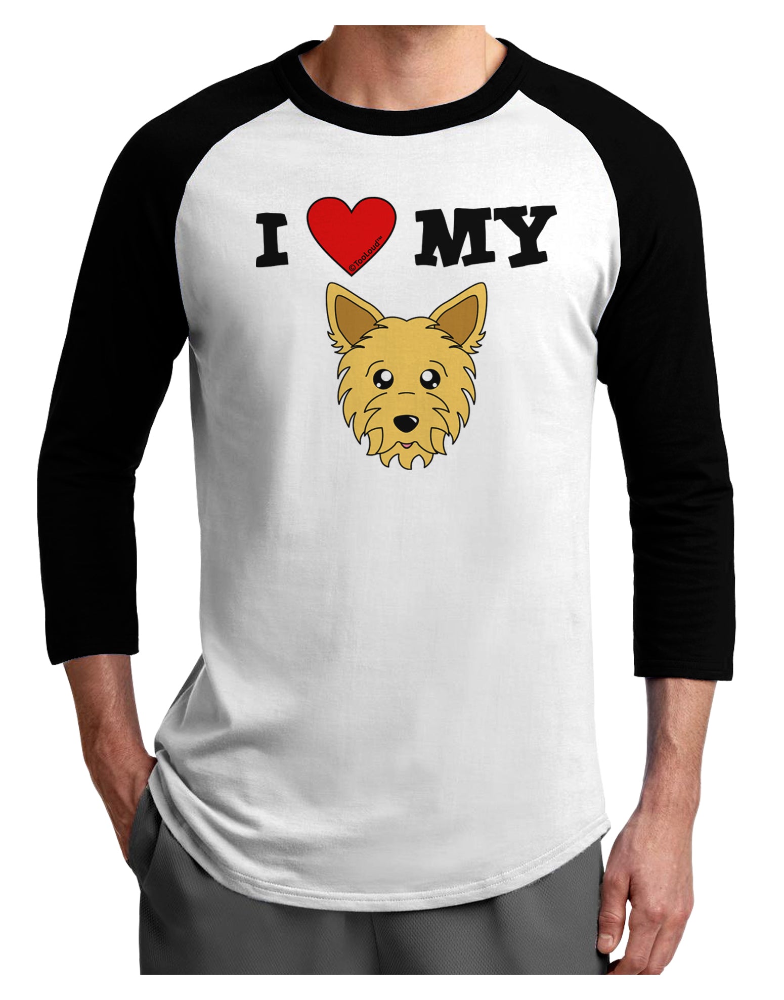 I Heart My - Cute Yorkshire Terrier Yorkie Dog Adult Raglan Shirt by TooLoud-TooLoud-White-Black-X-Small-Davson Sales