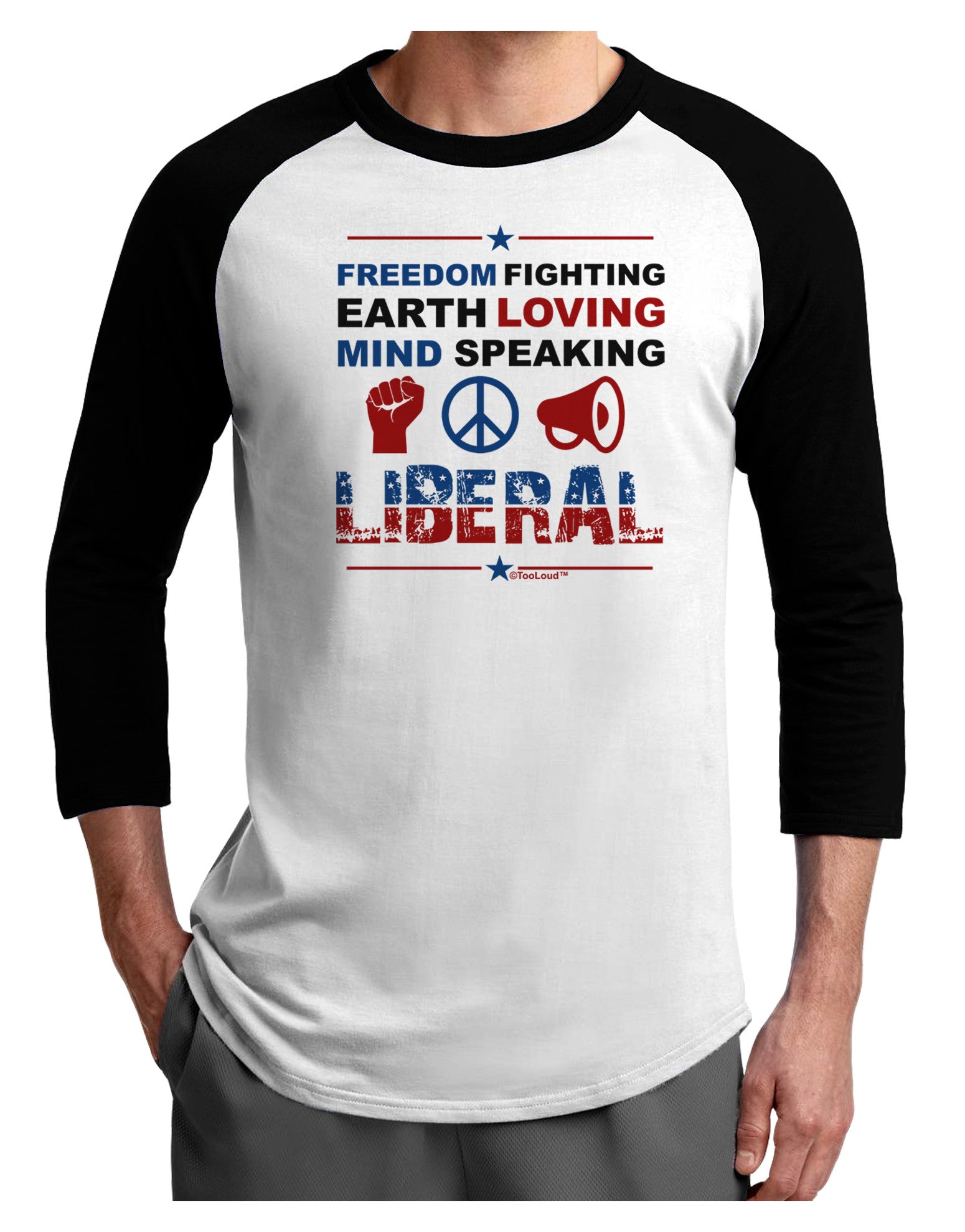 Freedom Fighting Liberal Adult Raglan Shirt-Raglan Shirt-TooLoud-White-Black-X-Small-Davson Sales