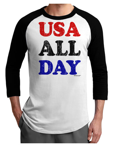 USA All Day - Distressed Patriotic Design Adult Raglan Shirt by TooLoud-TooLoud-White-Black-X-Small-Davson Sales