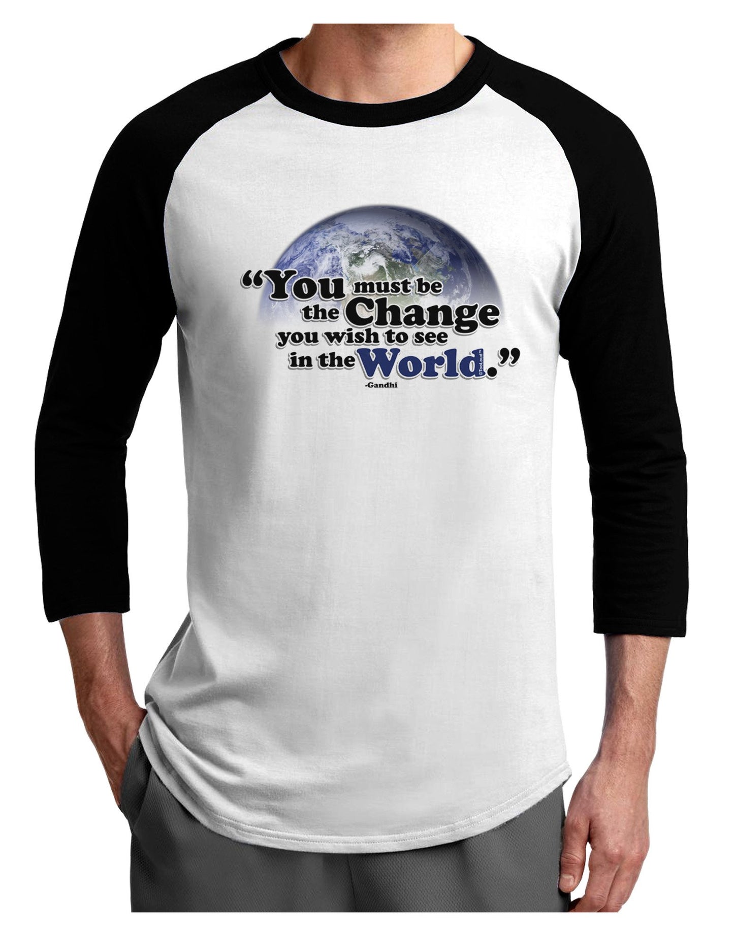 Change In The World Gandhi Adult Raglan Shirt-Raglan Shirt-TooLoud-White-Black-XXX-Large-Davson Sales