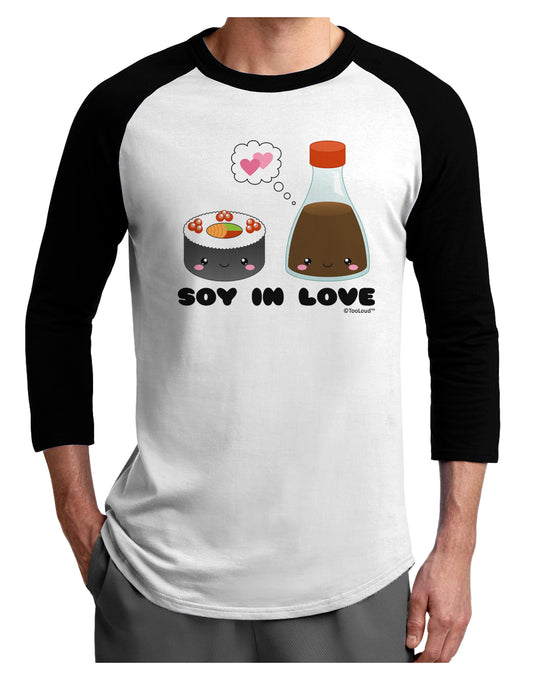 Cute Sushi and Soy Sauce - Soy In Love Adult Raglan Shirt by TooLoud-TooLoud-White-Black-X-Small-Davson Sales