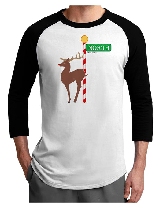 Rudolf Ratchet Reindeer Color Adult Raglan Shirt-TooLoud-White-Black-X-Small-Davson Sales