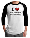 I Heart My Gamer Boyfriend Adult Raglan Shirt-TooLoud-White-Black-X-Small-Davson Sales