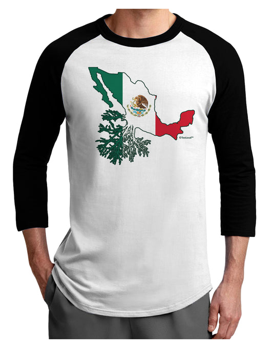 Mexican Roots - Mexico Outline Mexican Flag Adult Raglan Shirt by TooLoud-TooLoud-White-Black-X-Small-Davson Sales