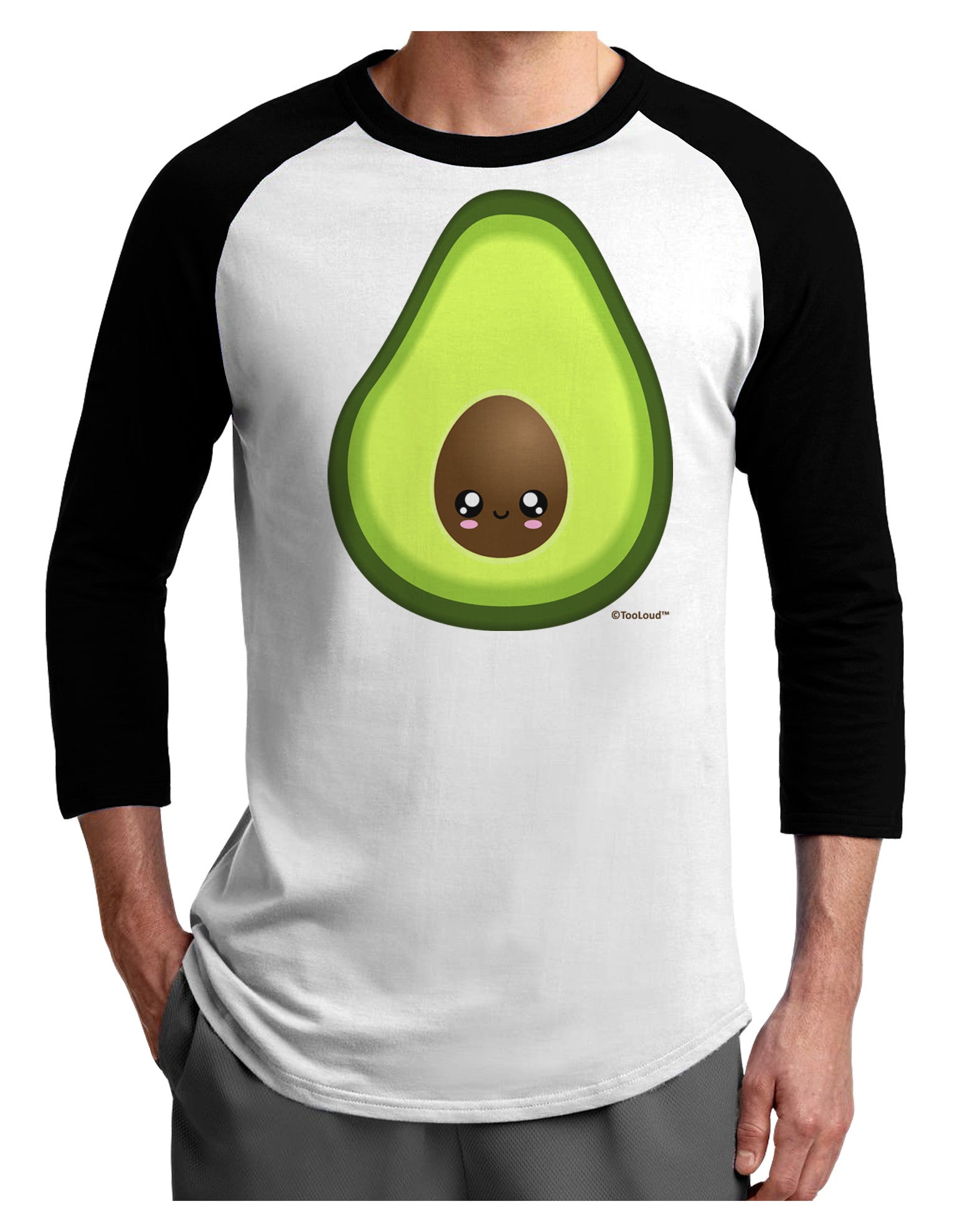 Cute Avocado Design Adult Raglan Shirt-Raglan Shirt-TooLoud-White-Black-X-Small-Davson Sales