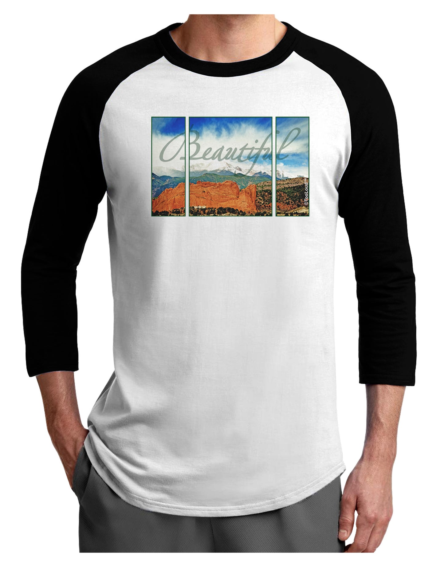 CO Beautiful View Text Adult Raglan Shirt-Raglan Shirt-TooLoud-White-Black-X-Small-Davson Sales