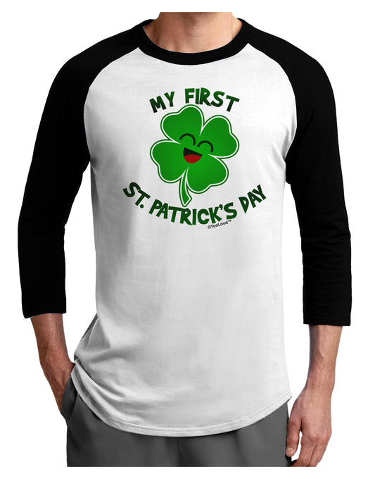 My First St. Patrick's Day Adult Raglan Shirt-Raglan Shirt-TooLoud-White-Black-X-Small-Davson Sales