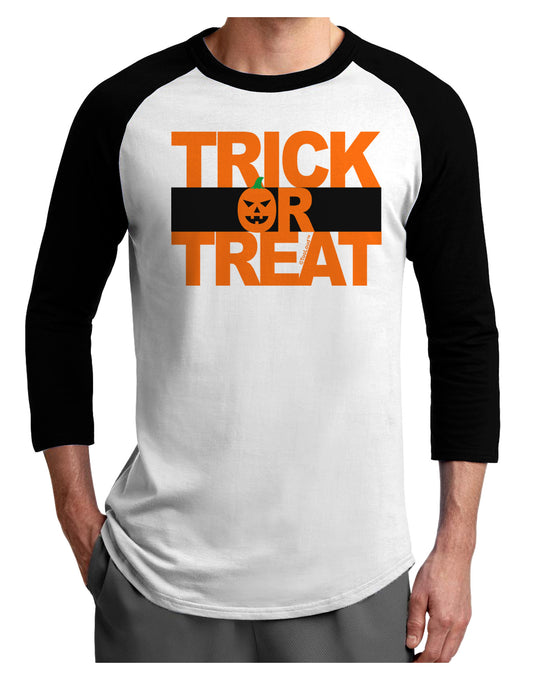 Trick or Treat Text Adult Raglan Shirt-Raglan Shirt-TooLoud-White-Black-X-Small-Davson Sales