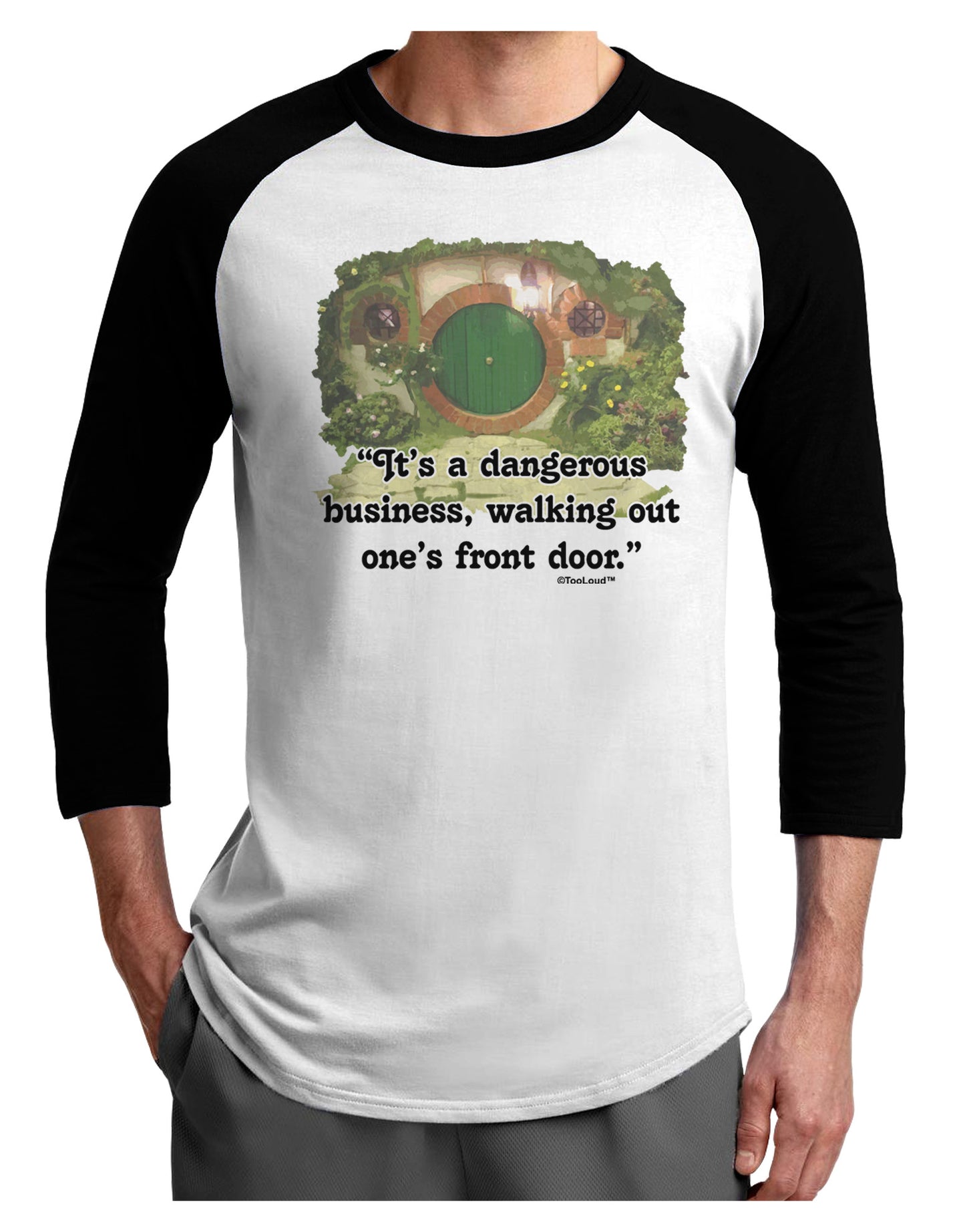Dangerous Business Adult Raglan Shirt-TooLoud-White-Black-X-Small-Davson Sales