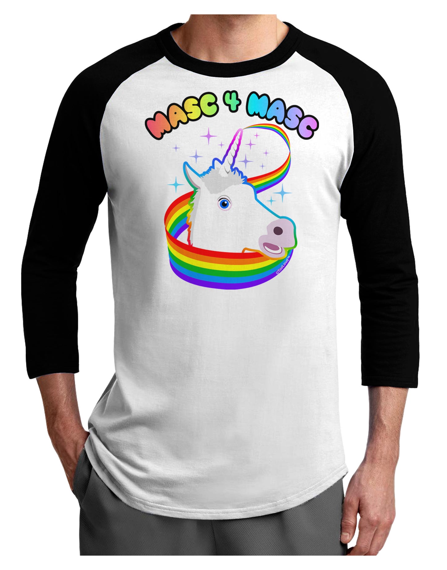Masc 4 Masc Pranciful Unicorn Adult Raglan Shirt-Raglan Shirt-TooLoud-White-Black-X-Small-Davson Sales