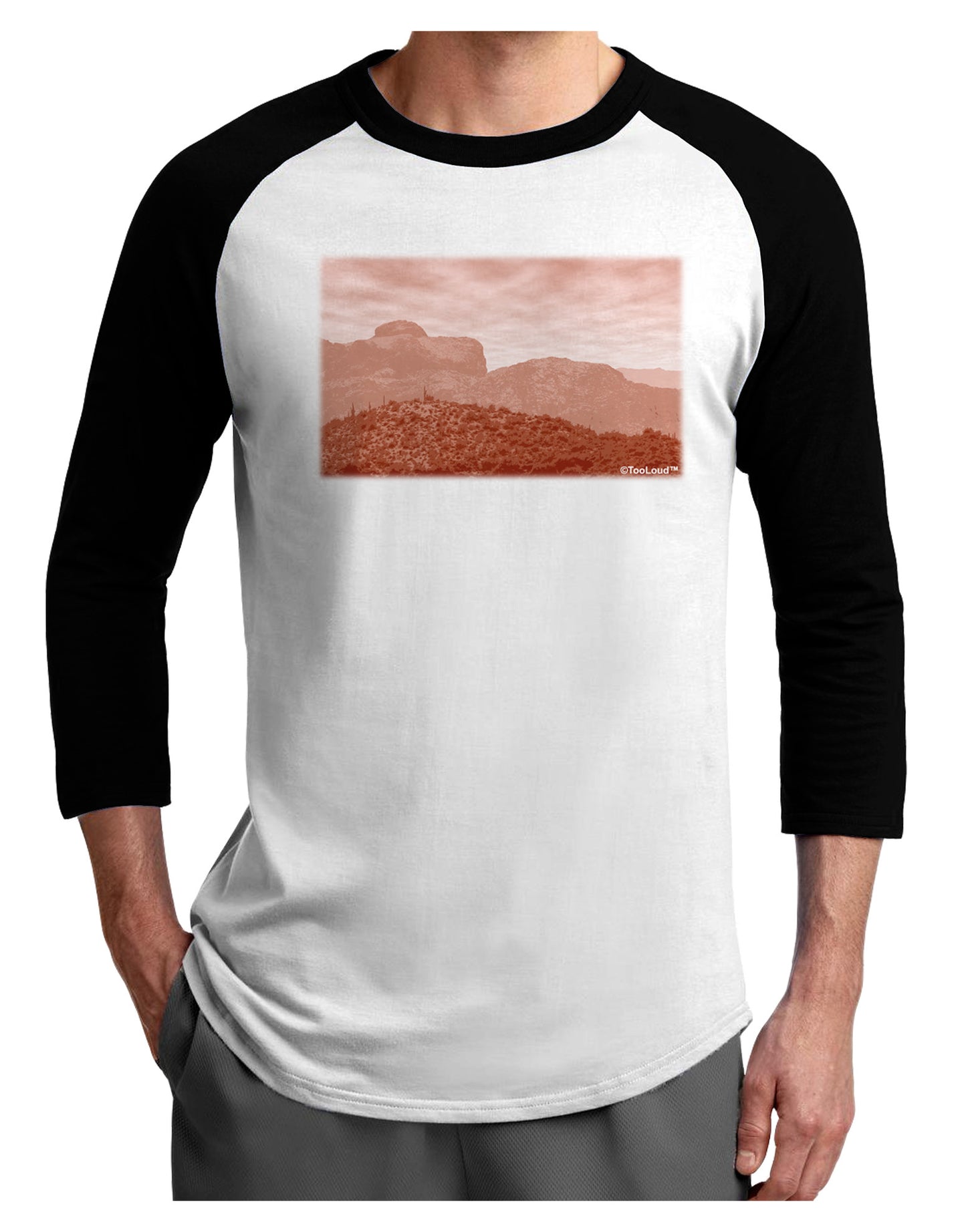 Red Planet Landscape Adult Raglan Shirt-TooLoud-White-Black-X-Small-Davson Sales
