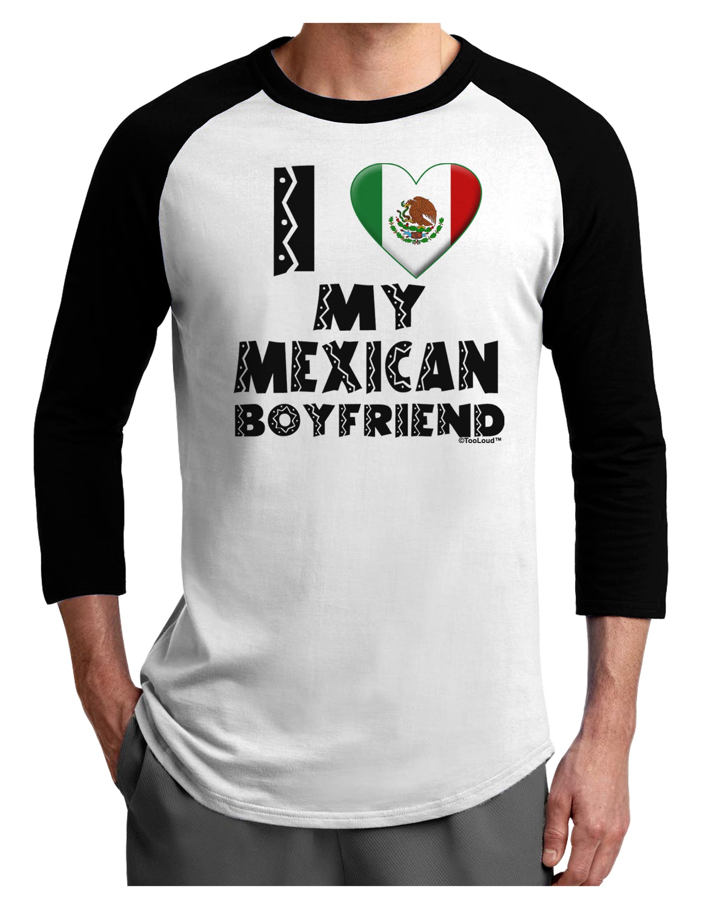 I Heart My Mexican Boyfriend Adult Raglan Shirt by TooLoud-TooLoud-White-Black-X-Small-Davson Sales