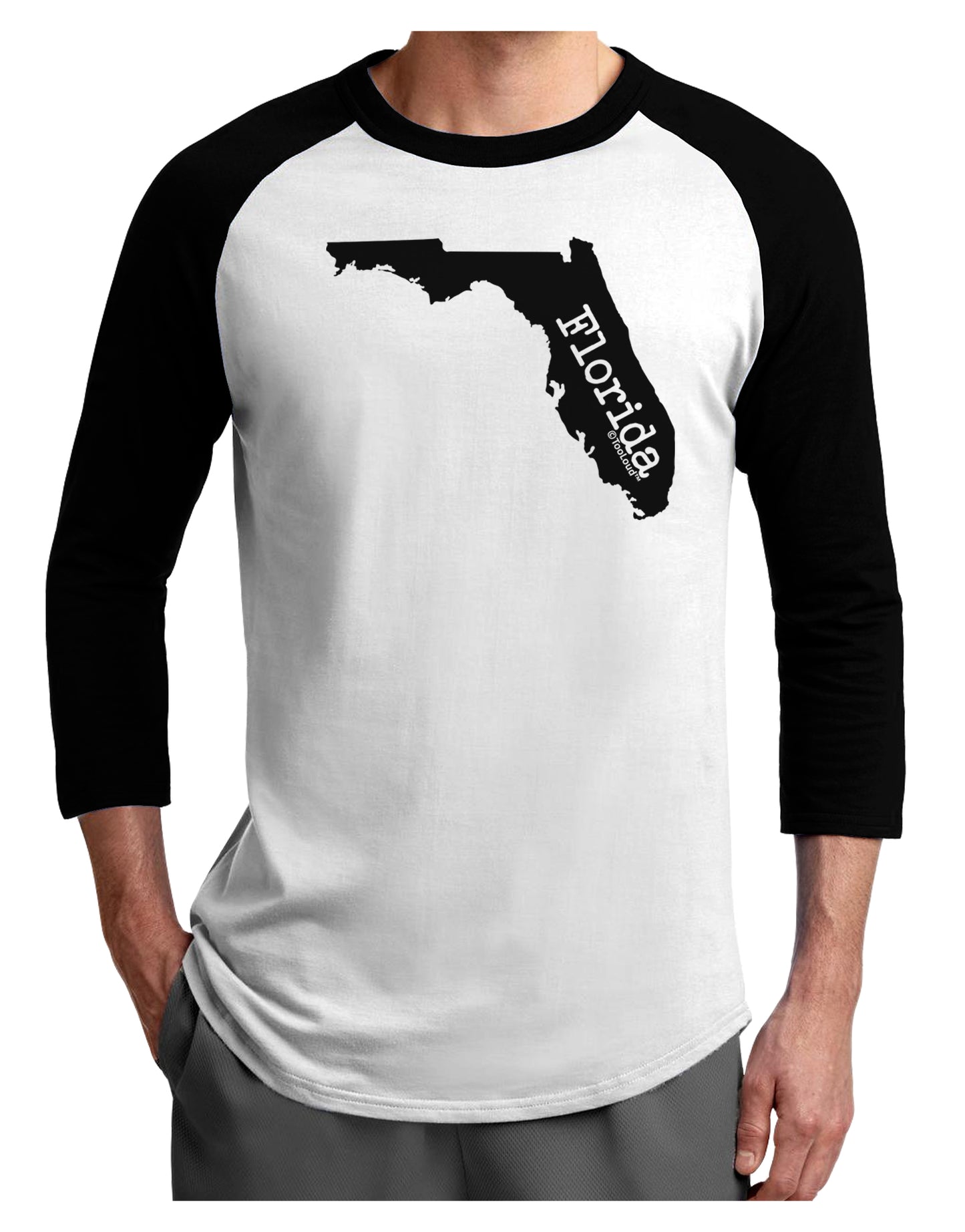 Florida - United States Shape Adult Raglan Shirt by TooLoud-TooLoud-White-Black-X-Small-Davson Sales
