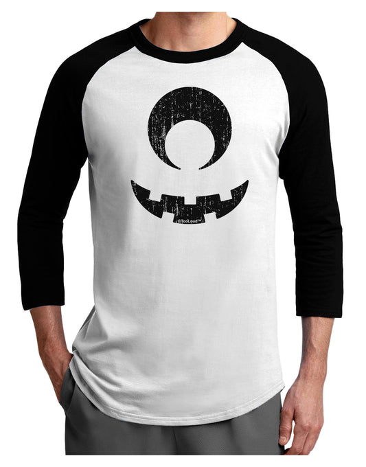 Cyclops Lantern Distressed Adult Raglan Shirt-TooLoud-White-Black-X-Small-Davson Sales