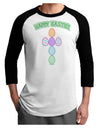 Happy Easter Egg Cross Faux Applique Adult Raglan Shirt-Raglan Shirt-TooLoud-White-Black-X-Small-Davson Sales