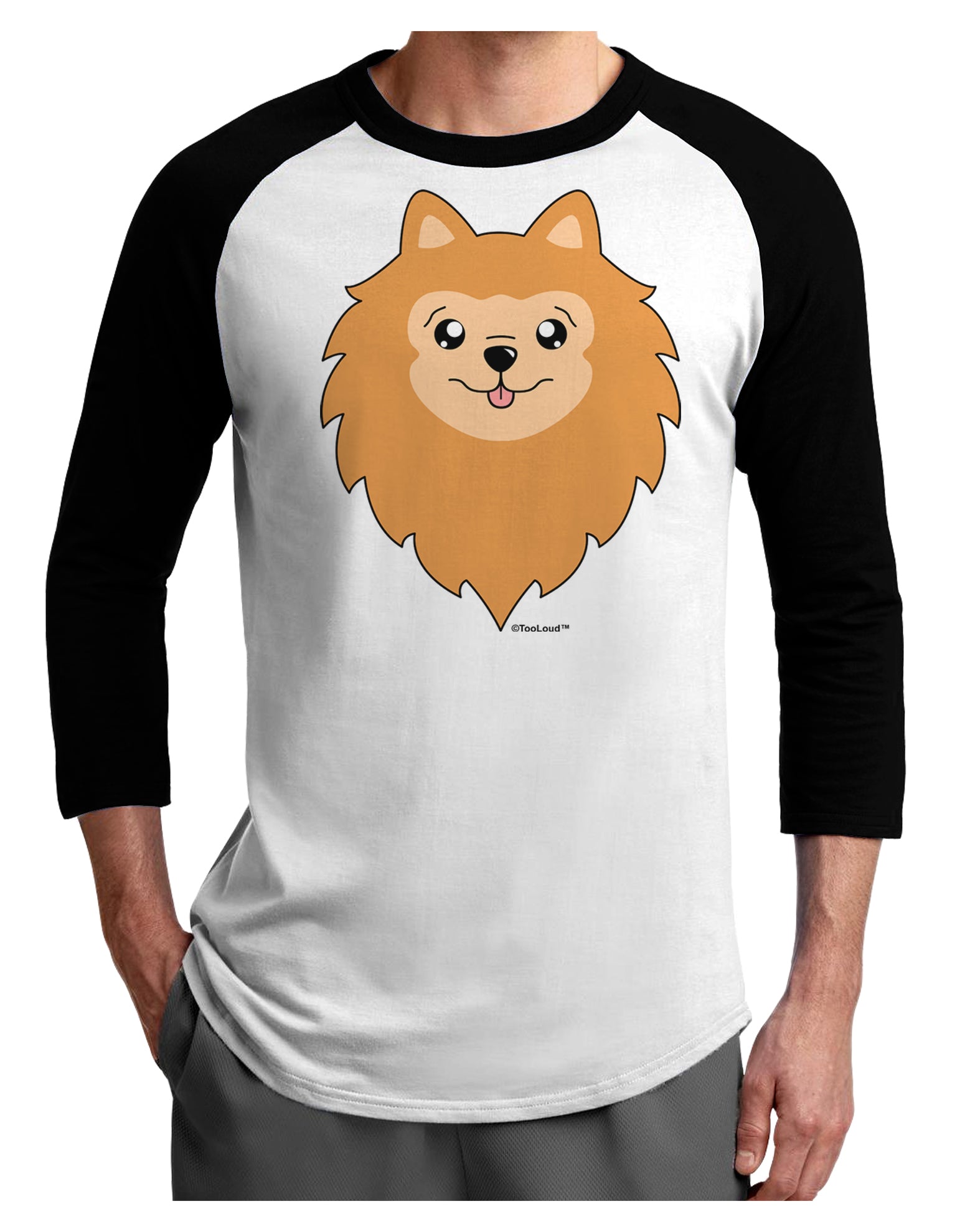 Cute Pomeranian Dog Adult Raglan Shirt by TooLoud-TooLoud-White-Black-X-Small-Davson Sales